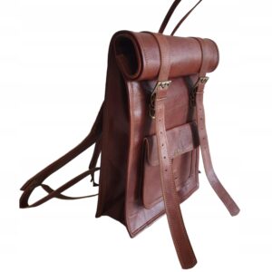 Ręcznie robiony skórzany plecak vintage retro